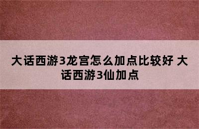 大话西游3龙宫怎么加点比较好 大话西游3仙加点